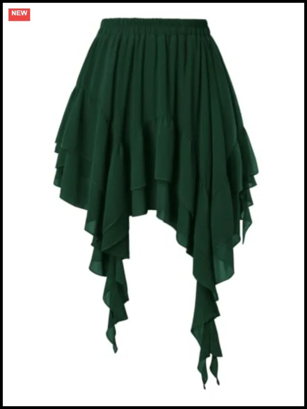 Renaissance Boho Tiered Skort with Built-in Shorts, Elastic Waist, Asymmetrical